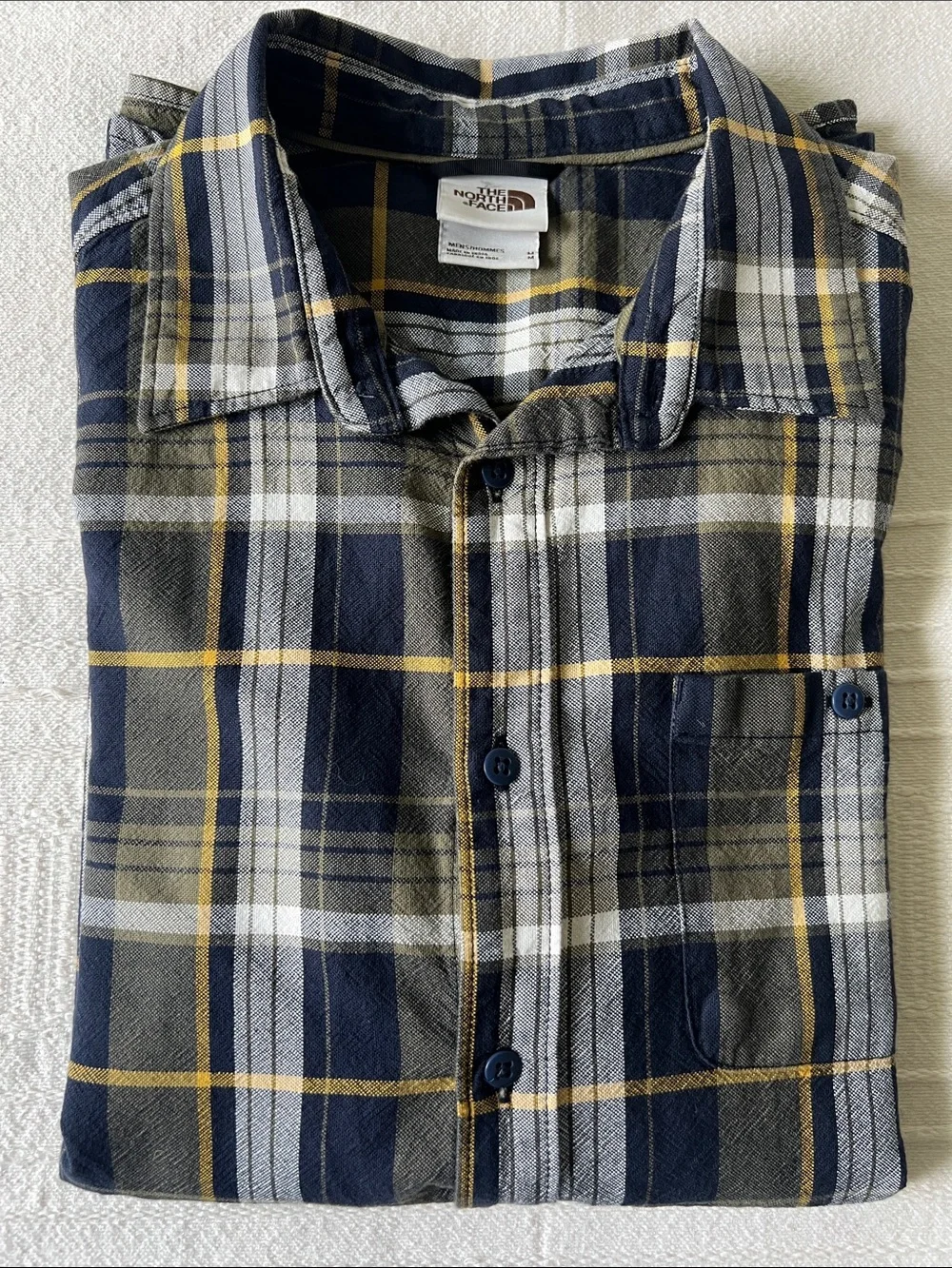 The North Face Men's Navy, Yellow & White Plaid Shirt